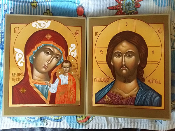 Венчальная пара Казанская Богородица и Спас Вседержитель